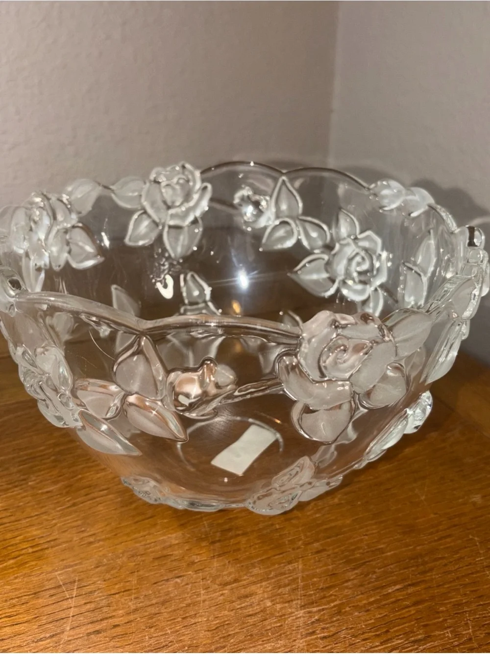 Mikasa Clear Floral Embossed Glass Serving Bowl
